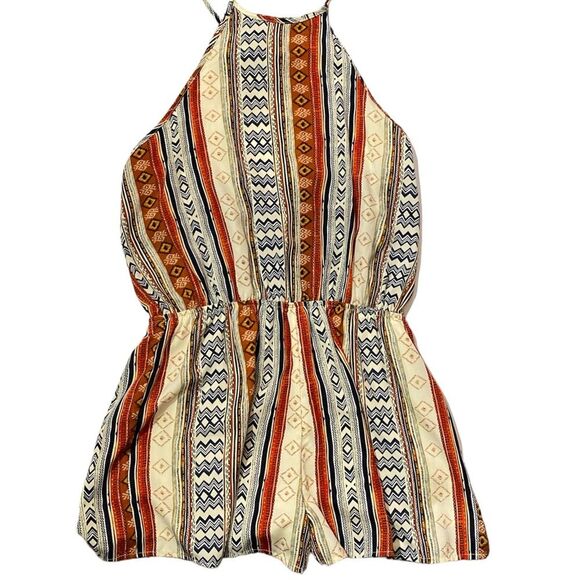 Hem & Thread Boho Hippie Sleeveless Lace Open Back Romper Women's Size Medium - Picture 9 of 16